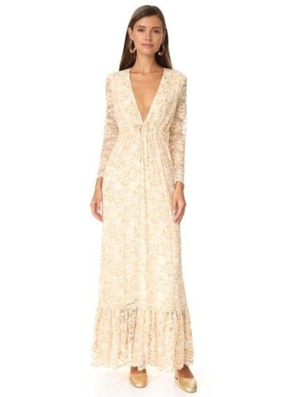 Ganni Yellow Floral Embroidered Flynn Lace Dress, Size 4 | 36
